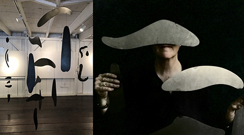 Ruth Charlotte Kneass | Chris Whitefield Exhibit &emsp; Bolinas Gallery &emsp;  Bolinas, California &emsp; 2018 <br>Rigging steel in home studio &emsp; Oakland, California &emsp; 2018